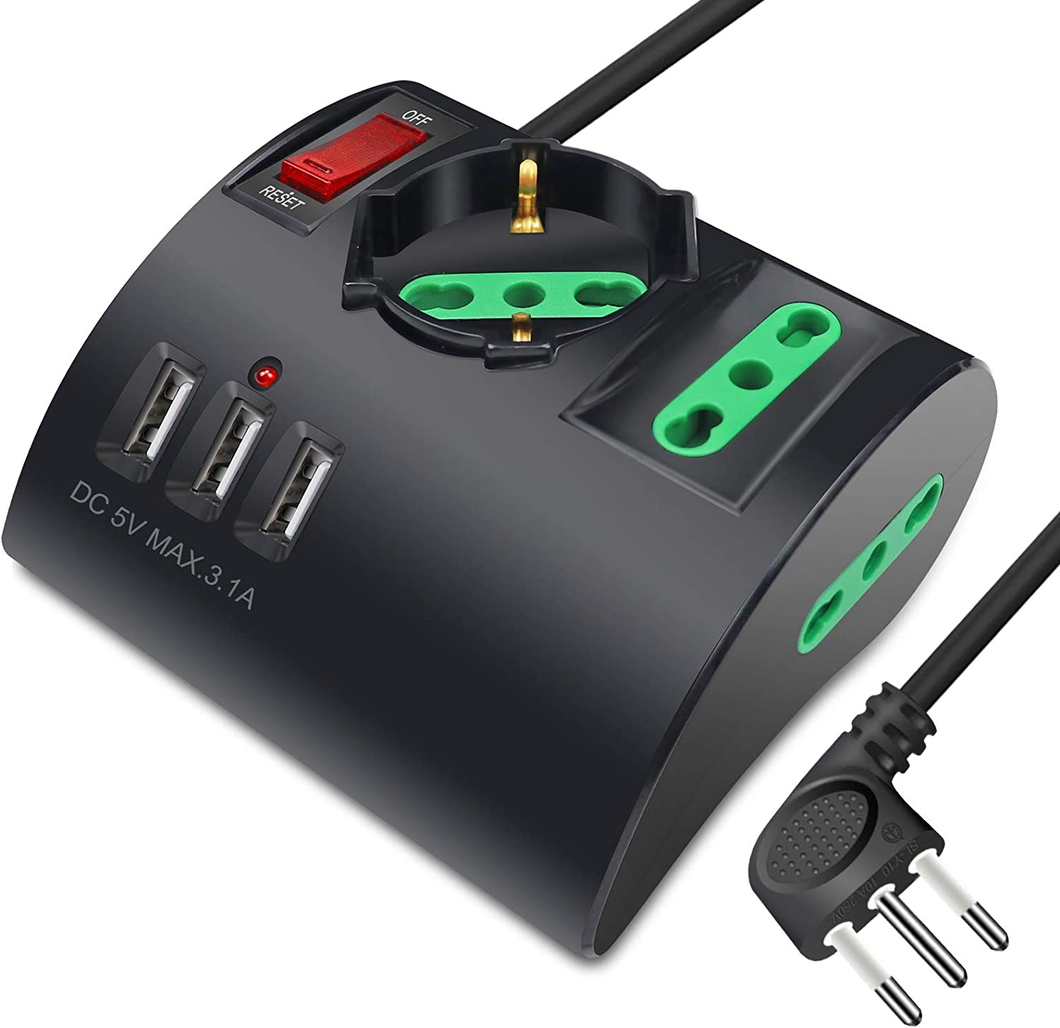 Multipresa Da Scrivania/Tavolo Con 3 Presa Usb,Presa Con Interruttore Automatico