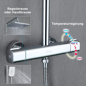 . by Amazon - Sistema Doccia Con Miscelatore Termostatico 40℃ Colonna Doccia Rea