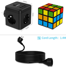 Carica l&#39;immagine nel visualizzatore di Gallery, Multipresa Cubo, Con 3 Prese AC （2500W / 10A） E 3 Prese USB, Con Interruttore a
