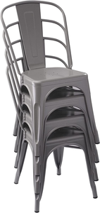 - Set Da 4, Sedie Da Pranzo in Metallo, Grigio Scuro