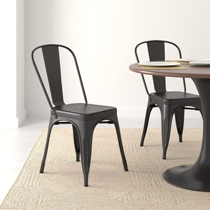 - Set Da 4, Sedie Da Pranzo in Metallo, Colore Nero