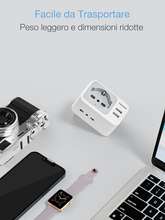 Carica l&#39;immagine nel visualizzatore di Gallery, Presa Multipla Con Spina 10A, Presa Multipla Salvaspazio Con 1 Presa Schuko E 2
