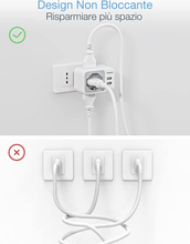 Carica l&#39;immagine nel visualizzatore di Gallery, Presa Multipla Con Spina 10A, Presa Multipla Salvaspazio Con 1 Presa Schuko E 2
