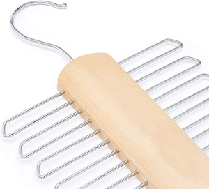 , Gancio Con 20 Barre Porta Cravatte E Cinture in Legno, Naturale, Confezione Da