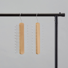 Carica l&#39;immagine nel visualizzatore di Gallery, , Gancio Con 20 Barre Porta Cravatte E Cinture in Legno, Naturale, Confezione Da
