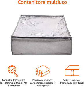 - Contenitore Portaoggetti Sottoletto, Con Chiusura Lampo, Confezione Da 2