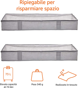 - Contenitore Portaoggetti Sottoletto, Con Chiusura Lampo, Confezione Da 2