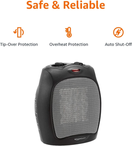- Termoventilatore in Ceramica Da 1500 Watt Con Termostato Regolabile - Nero