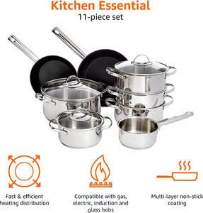 11 Pezzi Set Di Pentole a Induzione - Acciaio Inox, Con Coperchi