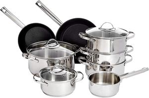 11 Pezzi Set Di Pentole a Induzione - Acciaio Inox, Con Coperchi