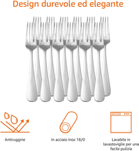 Carica l&#39;immagine nel visualizzatore di Gallery, - Forchette Da Tavola in Acciaio Inox Con Bordo Arrotondato, Confezione Da 12 Pe
