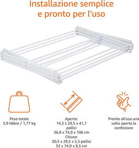 - Stendibiancheria Pieghevole, Bianco, Metallo