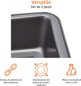 - Teglia per Pane in Acciaio Al Carbonio Antiaderente, 27X15X7 Cm, Confezione Da