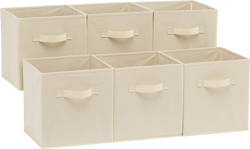 , Cubo/Organizer Portaoggetti Pieghevole in Tessuto, Con Maniglia, 26,6 X 26,6 X