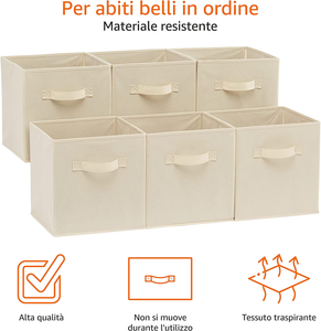 , Cubo/Organizer Portaoggetti Pieghevole in Tessuto, Con Maniglia, 26,6 X 26,6 X