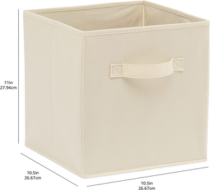, Cubo/Organizer Portaoggetti Pieghevole in Tessuto, Con Maniglia, 26,6 X 26,6 X