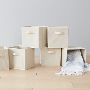 , Cubo/Organizer Portaoggetti Pieghevole in Tessuto, Con Maniglia, 26,6 X 26,6 X