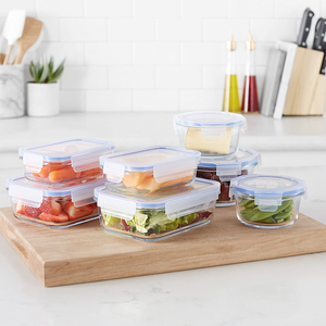 - Contenitori per Alimenti, in Vetro, Con Coperchi, 14 Pezzi (7 Contenitori + 7