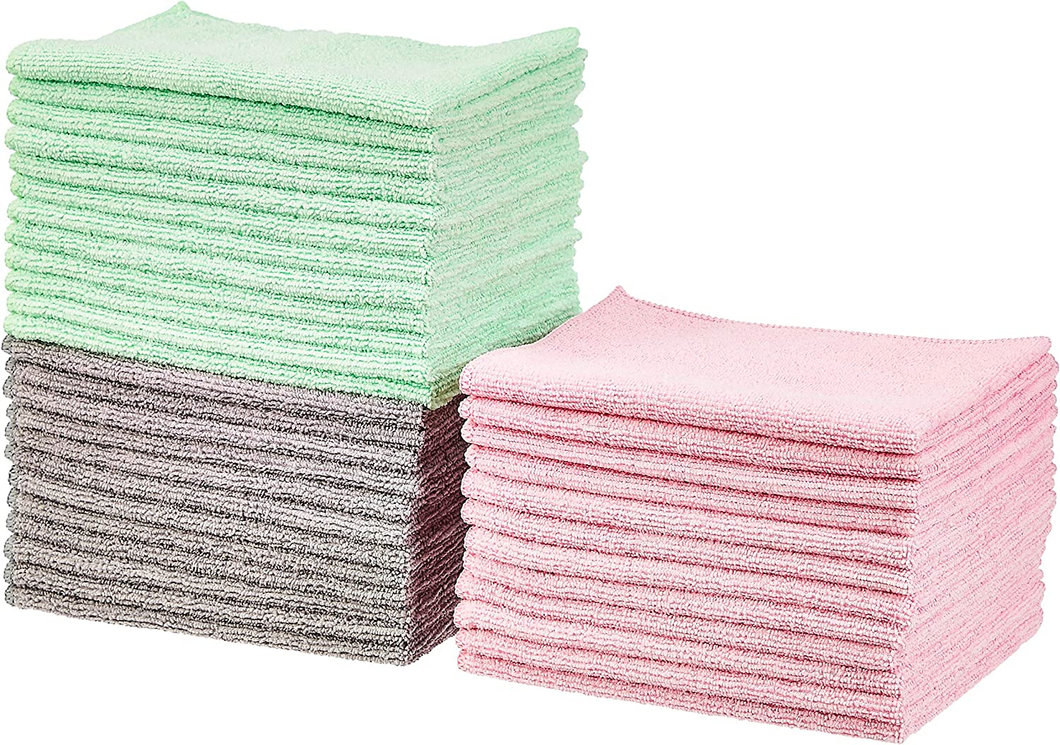 Panni in Microf Verde, Grigio E Rosa, Confez 36