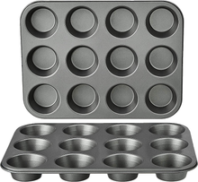 Carica l&#39;immagine nel visualizzatore di Gallery, - Teglia Antiaderente per Muffin, in Acciaio Al Carbonio, Confezione Da 2
