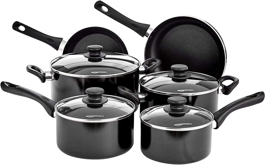 6 Pezzi Batteria Da Cucina Antiaderente a Induzione - Alluminio, Con Coperchi