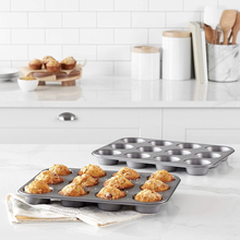 Carica l&#39;immagine nel visualizzatore di Gallery, - Teglia Antiaderente per Muffin, in Acciaio Al Carbonio, Confezione Da 2
