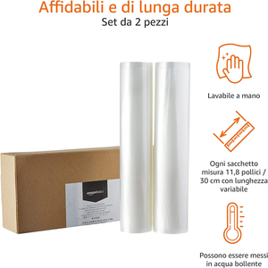 - Rotoli Sottovuoto per Alimenti, 30 Cm X 600 Cm, Pacco Da 2