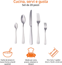 Carica l&#39;immagine nel visualizzatore di Gallery, - Servizio Di 20 Posate in Acciaio Inox Con Bordo Squadrato per 4 Persone

