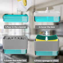 Carica l&#39;immagine nel visualizzatore di Gallery, Dispenser Sapone Liquido Manuale Con Spugna per Piatti Dispenser Detersivo Piatt
