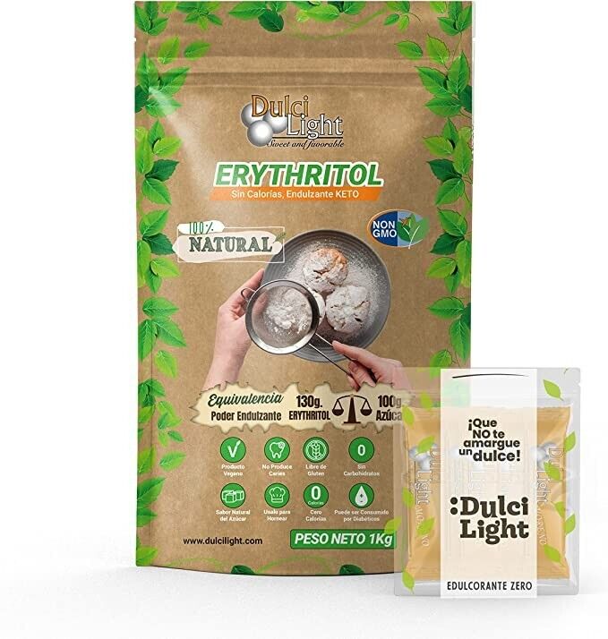 Eritritolo Erythritol Naturale 1Kg Granulato Sostituto Zucchero 0 Calorie €15,90