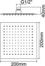 Carica l&#39;immagine nel visualizzatore di Gallery, M20292 - Soffione Doccia a Pioggia, 20 X 20 CM, Docce Fisso Quadrato, Acciaio, C

