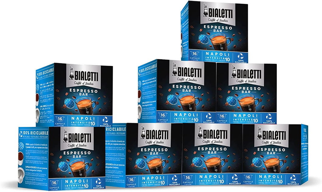 Caffè D'Italia, Multipack 128 Capsule, 8 Box Da 16 Capsule, Napoli, Intensità 10