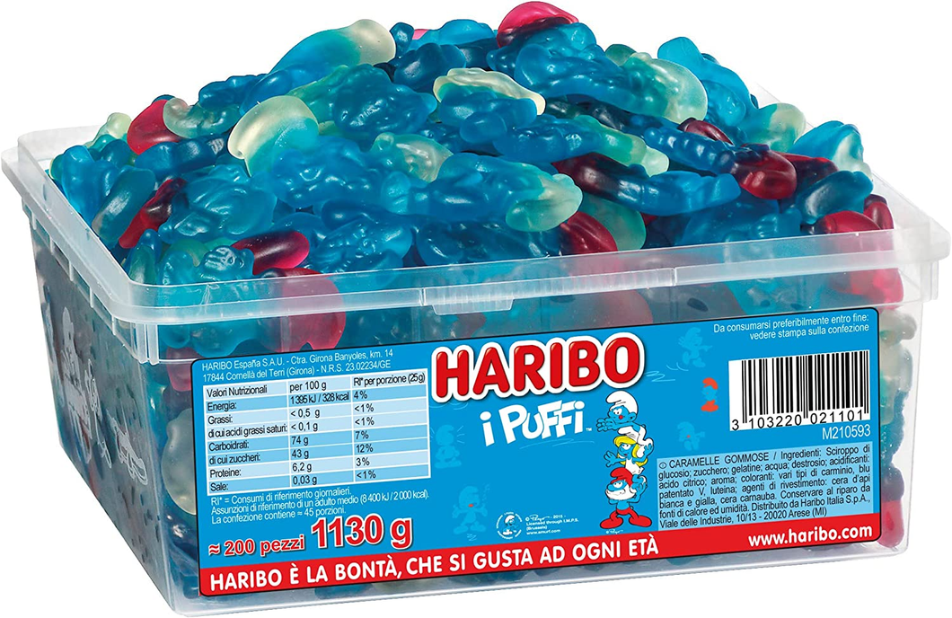 I Puffi, Caramelle Gommose a Forma Di Puffo, Gusto Frutta, Ideali per Feste E Do
