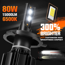 Carica l&#39;immagine nel visualizzatore di Gallery, H4 LED 15000LM Lampadine per Fari Auto, 80W 12V, 6500K Bianco Freddo

