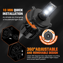 Carica l&#39;immagine nel visualizzatore di Gallery, H4 LED 15000LM Lampadine per Fari Auto, 80W 12V, 6500K Bianco Freddo
