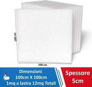 - Pannelli Polistirolo Isolanti 10 Kg/Mq, 12 Pezzi, 100X100X5 Cm, Pannelli Isola