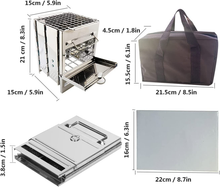 Carica l&#39;immagine nel visualizzatore di Gallery, 3 IN 1 Petit Fourneau De Camping Pliant Bois,Poêle à Bois en Acier Inoxydable,Fo

