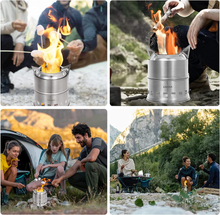 Carica l&#39;immagine nel visualizzatore di Gallery, Poêle Portatif en Acier Inoxydable à Bois Légère pour Cuisson Extérieur Picnic B
