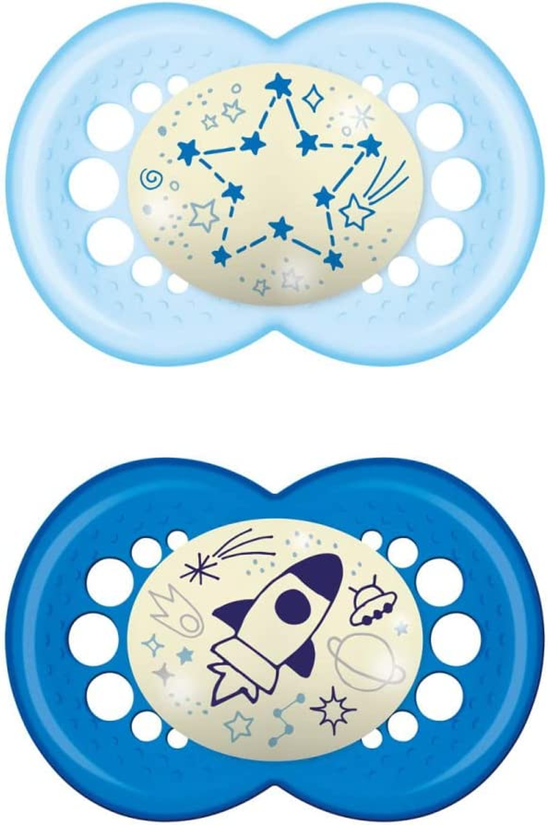 Original Nuit Sucette Brillant IN Lot De 2, Silicone, avec Housse Porte Ciu