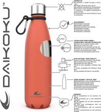 Carica l&#39;immagine nel visualizzatore di Gallery, Flasche Stahl Edelstahl + Lederband Einstellbar + Karabiner, Thermosflasche
