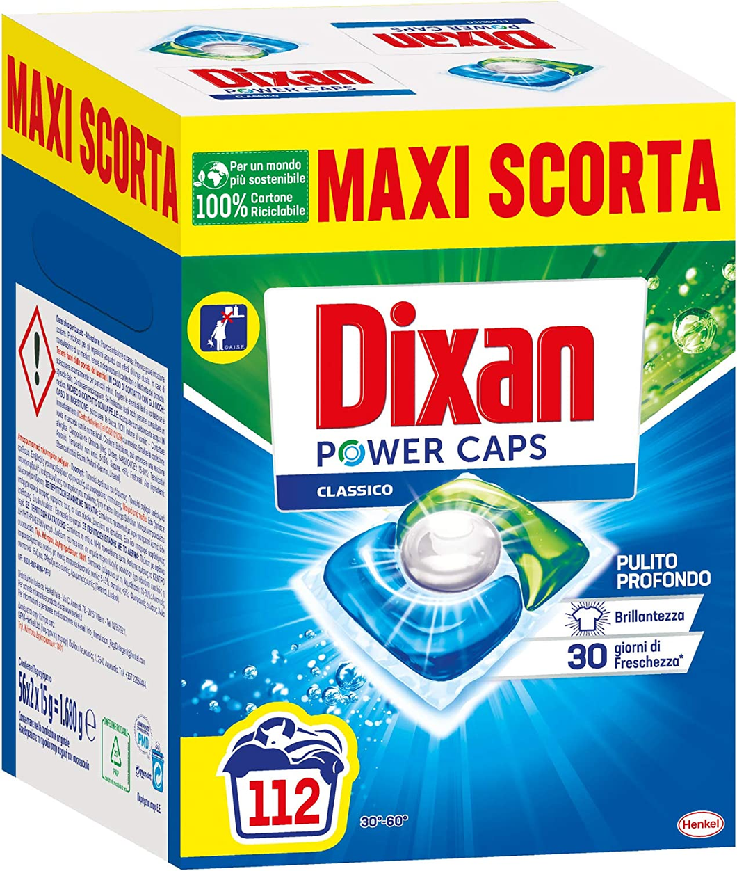 Powercaps, Détergent Machine à Laver Pré-dosé En Capsules, 2 Packs De 56 Lavages