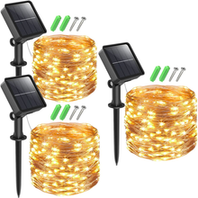 Carica l&#39;immagine nel visualizzatore di Gallery, Lichter Solar Externe 3 Pack] Total 36M 360 LED Kette Hell Externe Schnur
