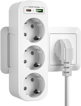 Carica l&#39;immagine nel visualizzatore di Gallery, Ausgang Multipla USB C, Mehrfachsteckdose Dreifach Wand Spar Adapter 3 Buchsen
