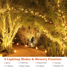 Carica l&#39;immagine nel visualizzatore di Gallery, Rouleau 3 Pièces MM Lumières Solaires Extérieur,51M 450LED Chaîne Extérieur 8
