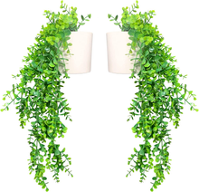 Carica l&#39;immagine nel visualizzatore di Gallery, Ensemble De 2 Plantes Tombantes Artificielles Suspendues Avec Pots Bianchi
