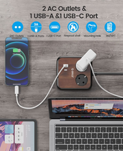 Carica l&#39;immagine nel visualizzatore di Gallery, Mehrfach Steckdose Wood Grain 2 Slot Mit USB,Stecker aus Tabelle 5 IN 1 2500 W /
