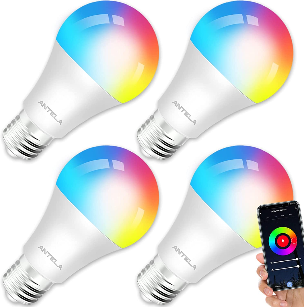Lampes LED Alexa Batterie Intelligent Wifi, Dimmable Ampoule Smart 10W, RGB & 2