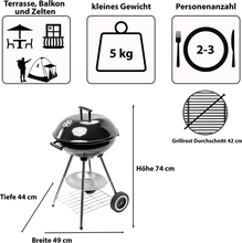 Carica l&#39;immagine nel visualizzatore di Gallery, Grill Kugel Atlanta mit Deckel, Grill Rund Für Holzkohle Mit Grippen
