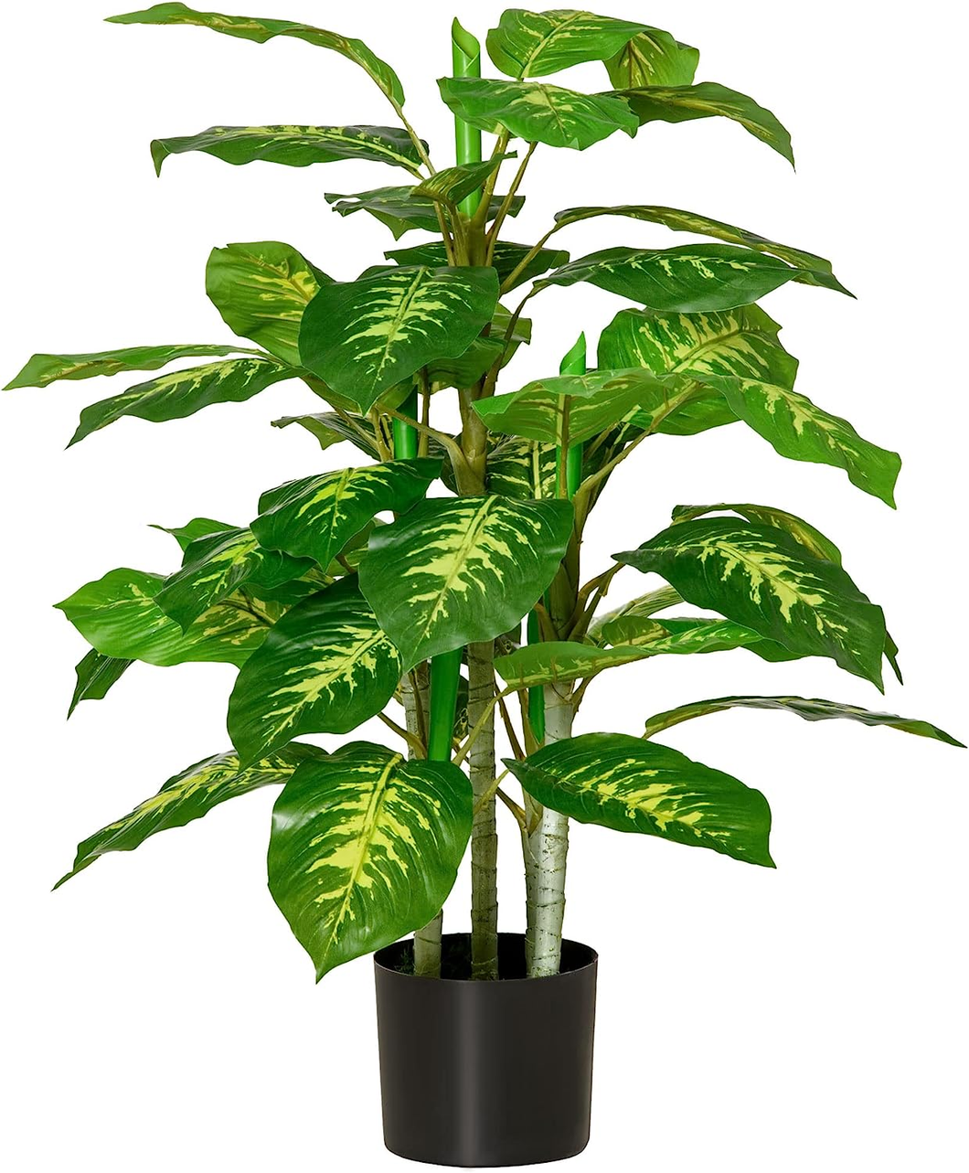 Pflanze Künstlich Dekorativ Immergrün Mit Vase Φ17X14.5 CM Schwarz für Innenraum