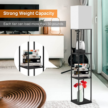 Carica l'immagine nel visualizzatore di Gallery, Modern Floor Lamp with Wooden Shelf, 3 Color Temperature Dimmable
